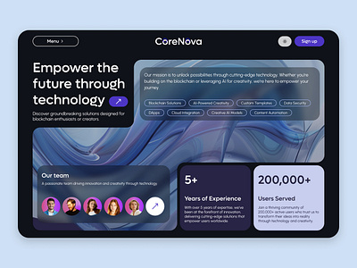 CoreNova Landing Page | AI Technologies Platform ai bento bentogrid branding cleandesign daily ui dark mode designinspiration fintech hero section landing landing page minimaldesign modernui ui ui trends ux web design