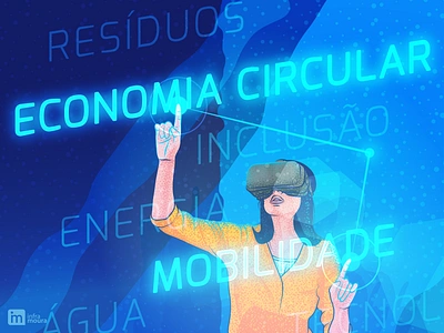 Virtual Reality blue girl illustration letters oculus ui vector virtual reality