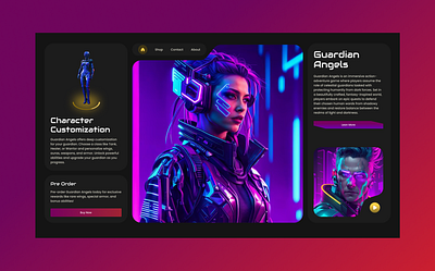 Cyber Game - Landing Page cyberfuturegame cyberpunkaesthetic digitalart futuristicdesign futuristicgraphics futuristicui gameconceptart gameinterface gamelandingpage gamewebsitedesign gamingexperience interactivedesign techdesign uiuxdesign videogamedesign