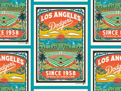 Poster Design for LA Dodgers dodgers graphic design handrawn illustration ladodgers mlb mlbposter vintage vintageposter