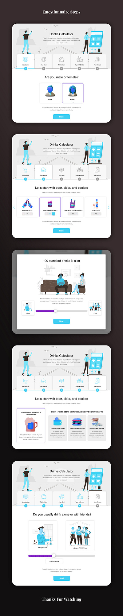 Drink Calculator Questionnaire graphic design ui ux web app webdesign