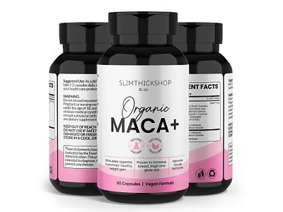 Slim Thick Shop Organic Maca+ maca root maca supplement maçã organic supplement supplement label supplement label design