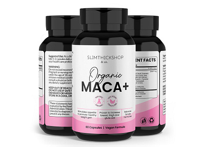 Slim Thick Shop Organic Maca+ maca root maca supplement maçã organic supplement supplement label supplement label design