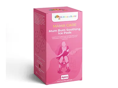 Mama Care Mum Bum Soothing Ice Pads box packaging feminine design ice pads label design packaging pads box pregnancy care