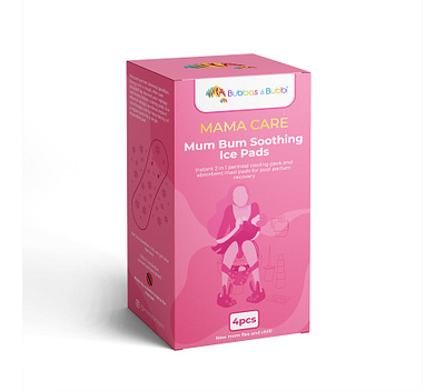 Mama Care Mum Bum Soothing Ice Pads box packaging feminine design ice pads label design packaging pads box pregnancy care