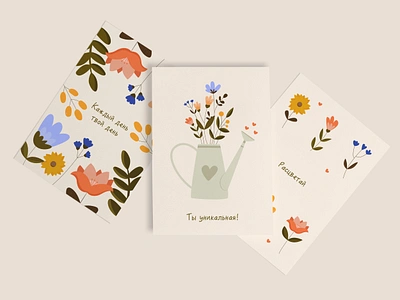 Spring postcards design graphic design illustration postcards