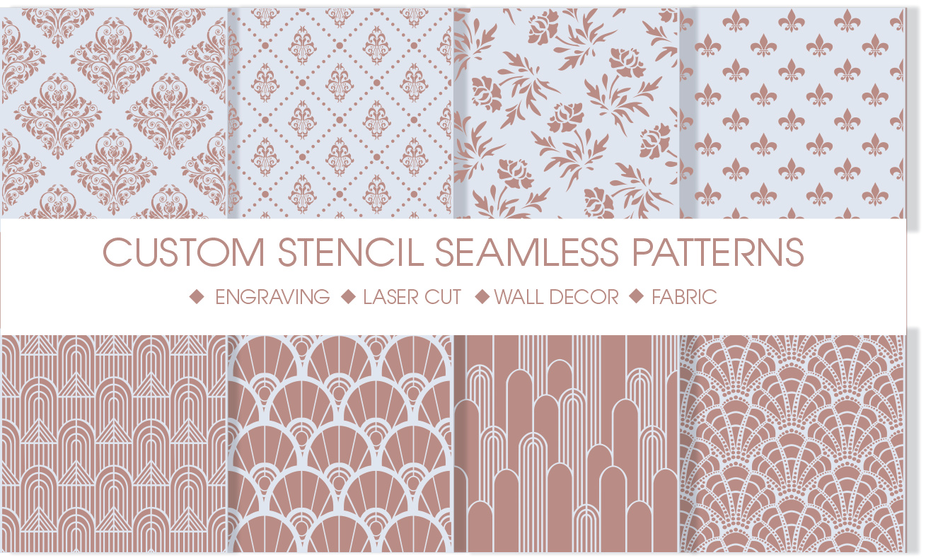 Example of Custom Floral & Geometric Stencil Design