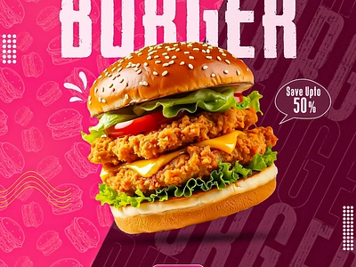 Burger Social Media Poster branding graphic design logo ui