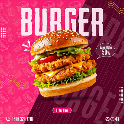 Burger Social Media Poster branding graphic design logo ui