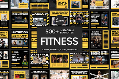 Fitness Yellow Template 3d animation brand branding design fitness banner fitness bundle fitness canva fitness design fitness instagram fitness pack fitness social media fitness template graphic design illustration logo motion graphics ui ux vector