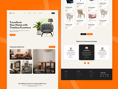 Furni Craft - Landing Page Design chair clean design dashboard dashboard ui design figma furniture app furniture web landing page portfolio website product dashboard ui web design website