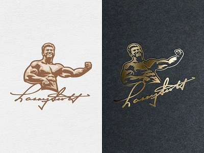 Larry Scott athlete bicep bodybuilding branding champion design fitness gym illustration larry scott logo mascot muscle olympia posing power sport strenght training