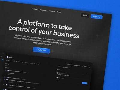 Tasks Project Management Software for Business app blue dark mode landing page management project management saas software task task list task management tasks to do list todo tool web design webdesign website