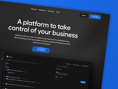 Tasks Project Management Software for Business app blue dark mode landing page management project management saas software task task list task management tasks to do list todo tool web design webdesign website