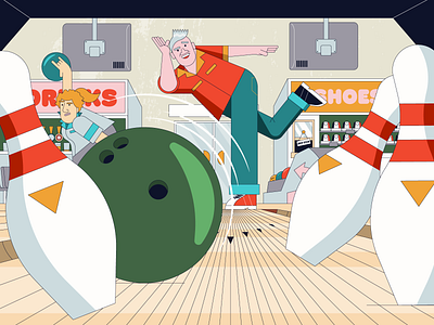 Let's Roll! 2d artwork ball bowling bowling alley illustration illustrator pins sport strike ten pin bowling vector