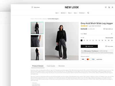 New Look Product Details Page ecommerce page ecommerce product page product details page product page website