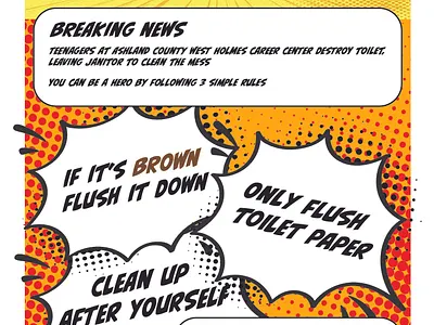 Comic Bathroom Poster graphic design