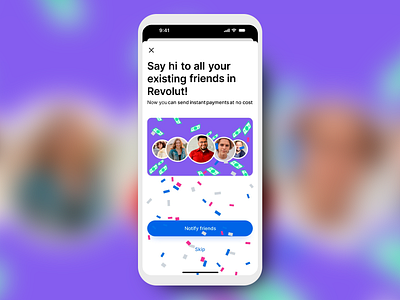 Revolut - In-App Friend Notification app design app design concept app ui app ui design app ux design fintech friends home screen in app notification mobile mobile ui mobile ux notification onboarding payment ui ui design user interface ux