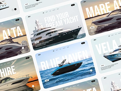 Luxury Yacht UI Hero Sections ⚓ boat boat charter website boat landing page clean hero elegantmarine hero section landing page luxury luxurylifestyleui marineuiux premiumyachtui private yacht seafaringelegance ui ux web web ui website yacht yacht landing page