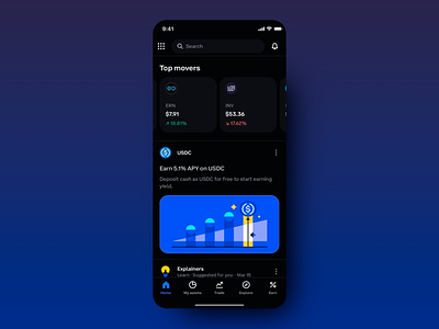 Crypto Investment App - Top Movers app app design app ui app ux crypto design finance finance app fintech investing investmnet mobile mobile app design mobile ui mobile ux top movers ui ui design ux ux design