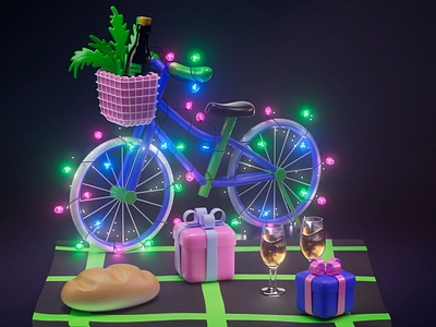 FREE 3D PACK 3d 3d candy 3dfree 3dpack animation bicycle bicycle 3d model bottle bread champagne christmas christmas lights free gift graphic design motion graphics new year picnic present wine glasses