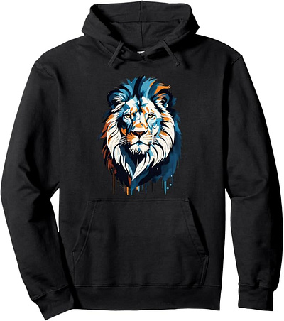 The Painted King Pullover Hoodie art clothing fashion hoodie hoodies leone lion lions watercolor