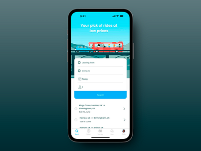 Ride-Sharing App - Search Screen app design app design concept app ui design app ux design booking design homepage interface design mobile app design mobile ui mobile ux ride ride share app search screen transporatation trip ui ui design ux ux design