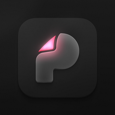 3D app icon made in Figma app app icon dark figma glow gradient grey icon logo pink ui