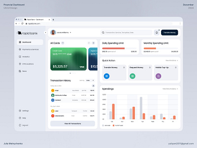 Rapid Bank - Financial Dashboard analytics bank bank card banking banking platform charts credit card crm dashboard dashboard ui digital bank finance financial dashboard fintech fintech platform product design transaction transfer uxdesign web design