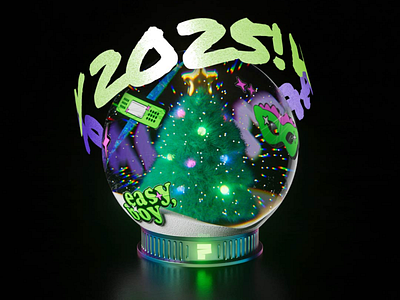 FREE 3D ANIMATED GREETING 2025 3d ae after effects animated greeting animation christmas christmas tree customisable free free after effects project happy new year holiday motion graphics new year snowglobe tutorial