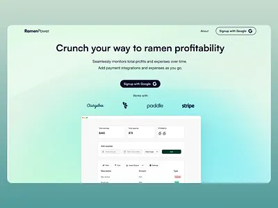 RamenPower: Finance Landing Page branding design expenses finance fintech modern paymnet profit tracking profits ui ui design ux web web design web ui web ui design web ux web ux design website design website management