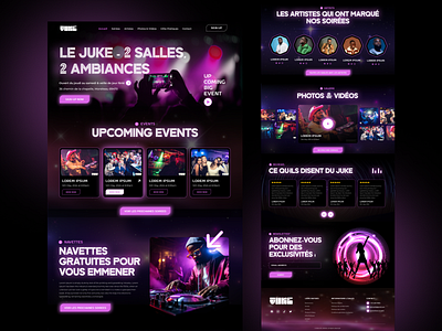 Club Landing Page app branding club commerce dark design disco dj festival graphic design illustration logo music neon party pink show ui ux web