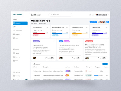 Project Management Dashboard Design admin panel analytics clean crm dashboard dashboard design design illustration management dashboard project management dashboard saas task management ui uiux ux web design