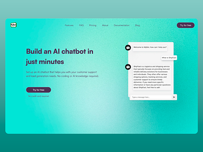 MyBot - AI Chatbot Landing Page ai chat bot automation build chat bot chat bot design landing page landing page design landing page ui marketing ui ui design ux ux design web design web design concept web development web interface design web ui web ux website