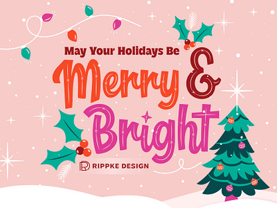 Rippke Design Christmas Graphic ames berry bright christmas holiday holly iowa merry merry bright retro snow social sparkle tree typography