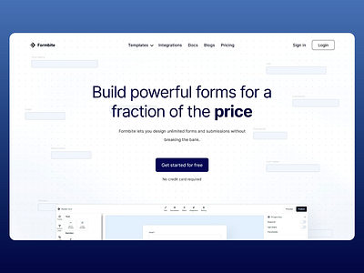 Formbite: Form Template Builder branding design form builder formite forms free trial landing page modern platform templates ui ui design ux web web design web forms web ui web ux website website design concept