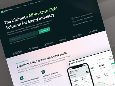 CRM Landing Page Design (Hero) branding business card crm crm template crm web design hero landing page new popular product recent saas saas web design startup ui uiux ux web design website design