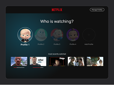 Netflix Profile Selection Screen Redesign Concept figma growth netflix ui design ux design