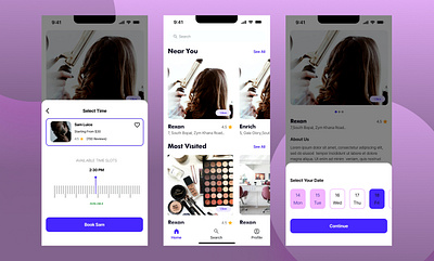 Salon App UI adobexd figma ui uiux