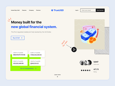 TrueUSD Cryptocurrency Landing Page bitcoin crypto figma nft ui design ux design