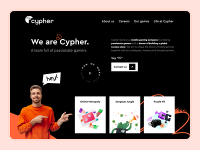 Cypher Games Studio Landing Page UI Design figma game game studio landing page ui design ux design