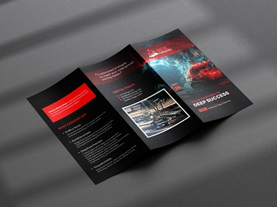 Mining Trifold Brochure Design Template black brochure brochure business creative goldmining mining brochure mining business mining industry mining trifold brochure red brochure tri fold brochure trifold trifold brochure underground mining