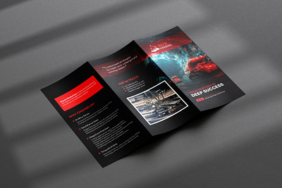 Mining Trifold Brochure Design Template black brochure brochure business creative goldmining mining brochure mining business mining industry mining trifold brochure red brochure tri fold brochure trifold trifold brochure underground mining