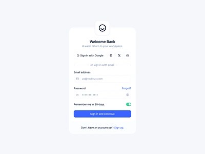 Welcome Back blue clean ui get started minimal signin signup ui