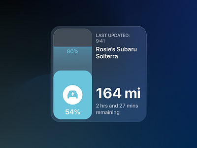 Car Charging Widget Design apple automotive car electric car interface ios product design subaru ui widget