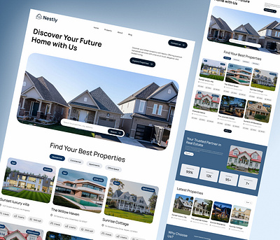 Nestly - Real Estate Landing Page | Website Design landing page design real estate website ui ui design uiux ux design