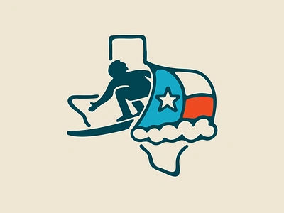 Texas Gulf Surfing Association Logo Redesign: Texas Edition beach graphic design gulf coast hand drawn icon icon design illustration logo logo design ocean surf surfboard texas texas flag wave