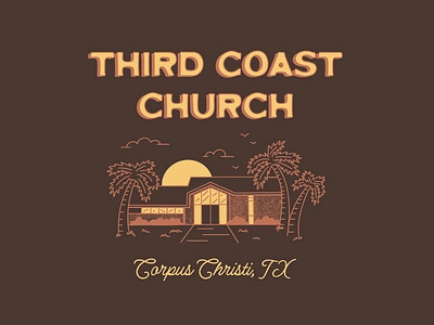 Third Coast Church T-Shirt Design architecture beach brand brown building church coast design graphic design illustration logo merch monoline t shirt young adults