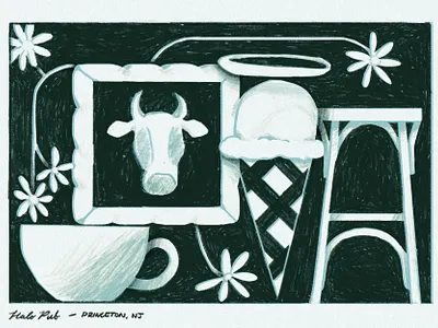 Ice Cream Shop abstract ice cream illustration monochrome pencil procreate texture