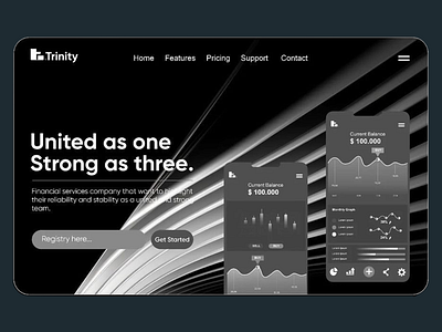 Trinity - Finance service bank banking card clean finance financial financial service fintech glow landing page management money payment payment service product design startup wallet web design website widget